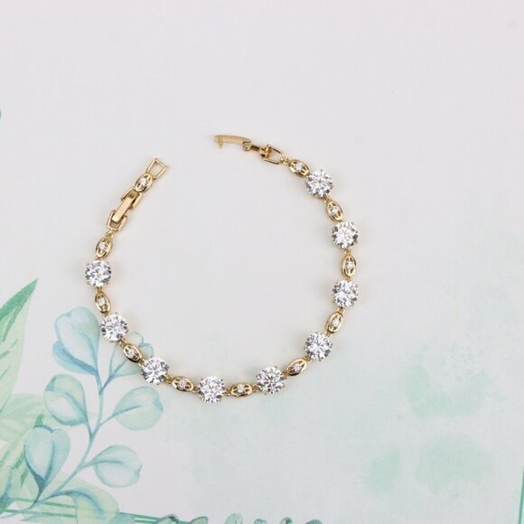 "Elegant Round Zircon Rose Gold Bracelet with Sparkling Finish, XPBL0921 - Picture 4 of 12